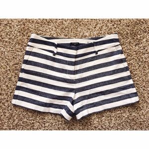 Ann Taylor Signature Blue Cream Striped Shorts 4